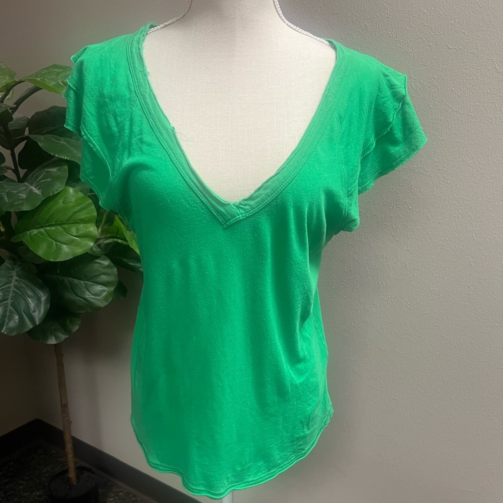 Maeve Green V-Neck Top size L